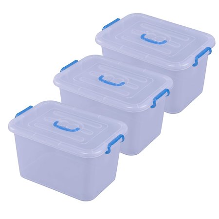 BASICWISE Large Clear Storage Container With Lid and Handles, PK 3 QI003488.3